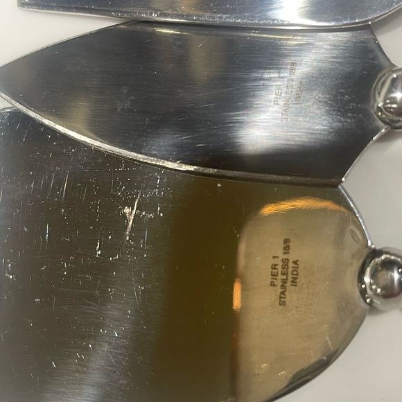 Pier 1 Cheese Knife Set - Set of 3 Stainless Steel Tapered Narrow Flat Blades - Picture 6 of 6